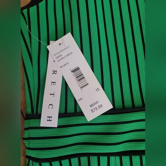 NWT - Peach Velvet Black and Green Striped Dress, Size‎ 10 - Picture 6 of 7